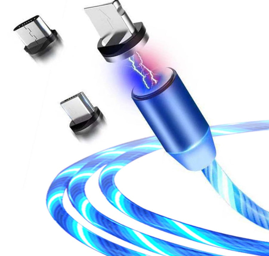 Compatible with Apple, Flowing Ligh Magnetic Streamer Data Line Cable for Iphone Android Typec - HZ Mobile