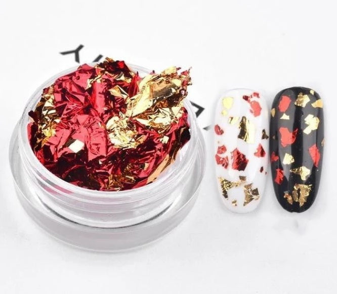 Tin Foil Nail Art Fragments – Metallic Nail Jewelry Flakes for DIY Acrylic & Gel Designs - HZ Mobile