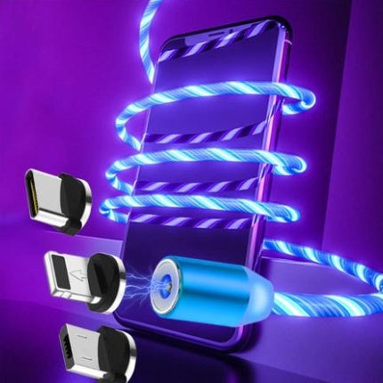 Compatible with Apple, Flowing Ligh Magnetic Streamer Data Line Cable for Iphone Android Typec - HZ Mobile