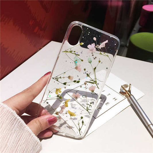 Small floral real flower anti-drop transparent protective cover - HZ Mobile