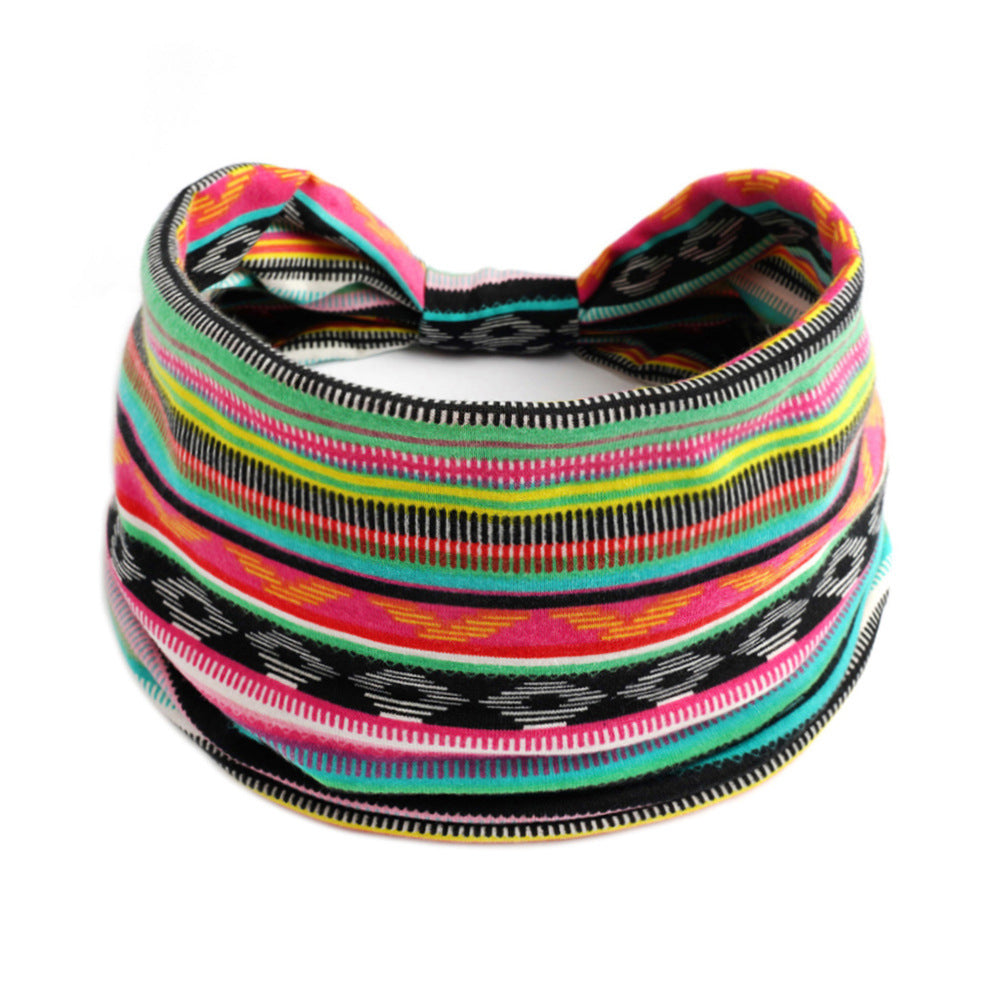 Bohemian Yoga Sports Headband – Cashew Print, Sweat-Absorbent & Non-Slip Elastic Hairband - HZ Mobile