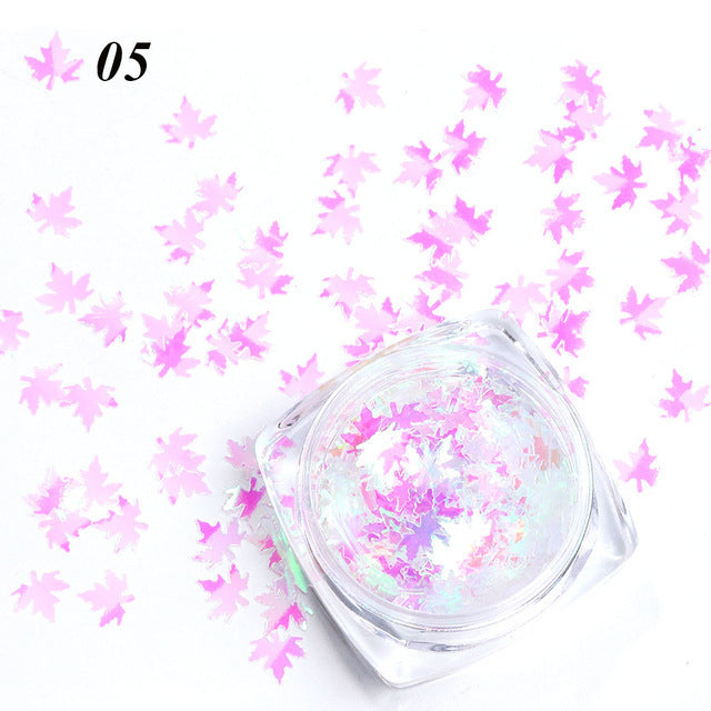Gradient Maple Leaf Nail Sequins – Autumn Iridescent Glitter Flakes for DIY Acrylic & Gel Nails - HZ Mobile