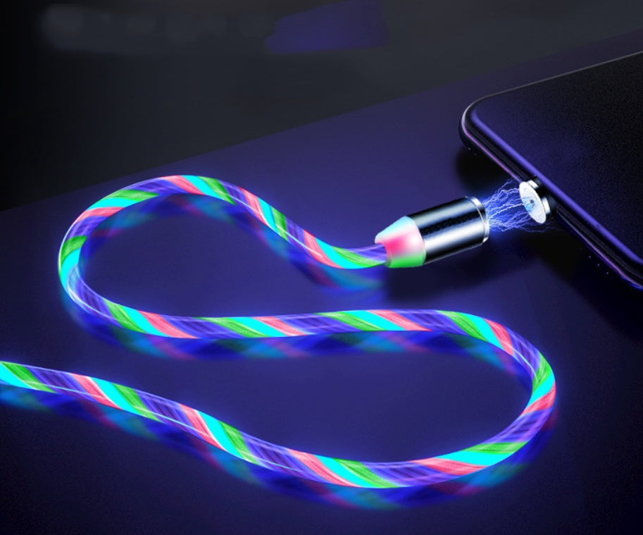 Compatible with Apple, Flowing Ligh Magnetic Streamer Data Line Cable for Iphone Android Typec - HZ Mobile