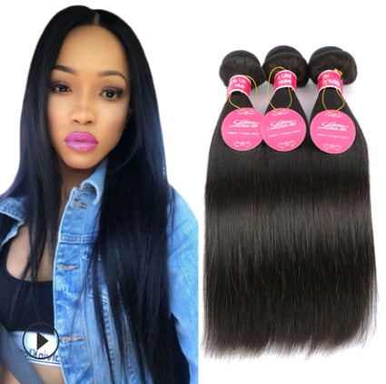 Real Human Hair Straight Wave Extensions – Natural Color Weave Bundles & Wig Hair Curtain - HZ Mobile