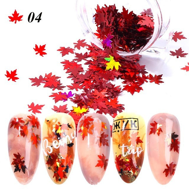 Gradient Maple Leaf Nail Sequins – Autumn Iridescent Glitter Flakes for DIY Acrylic & Gel Nails - HZ Mobile