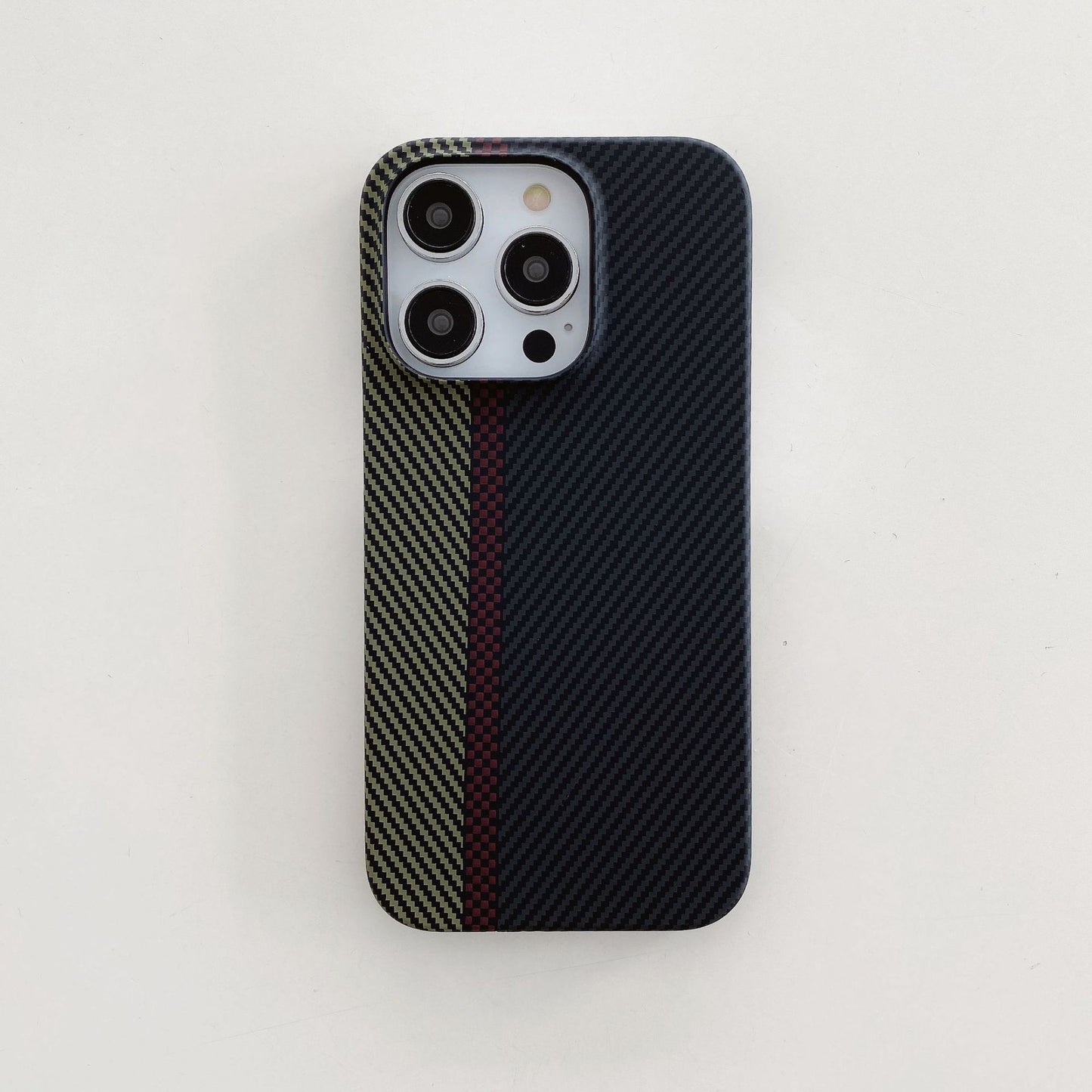 Carbon Fiber Striped iPhone Case – Hard Shell Protective Half Pack Phone Cover - HZ Mobile