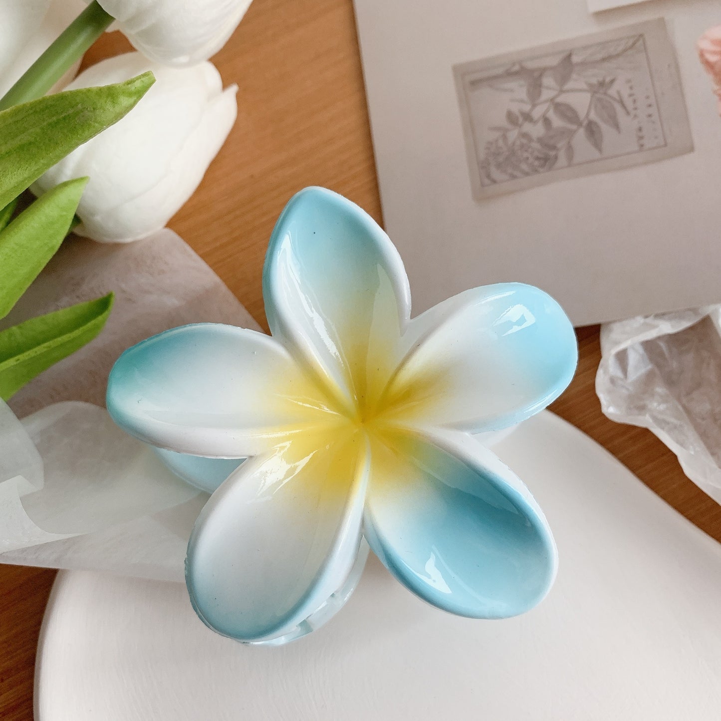Muweordy Plumeria Hair Clips – Trendy Korean Flower Hair Claw Clip for Women | Stylish Hair Catch & Accessories - HZ Mobile