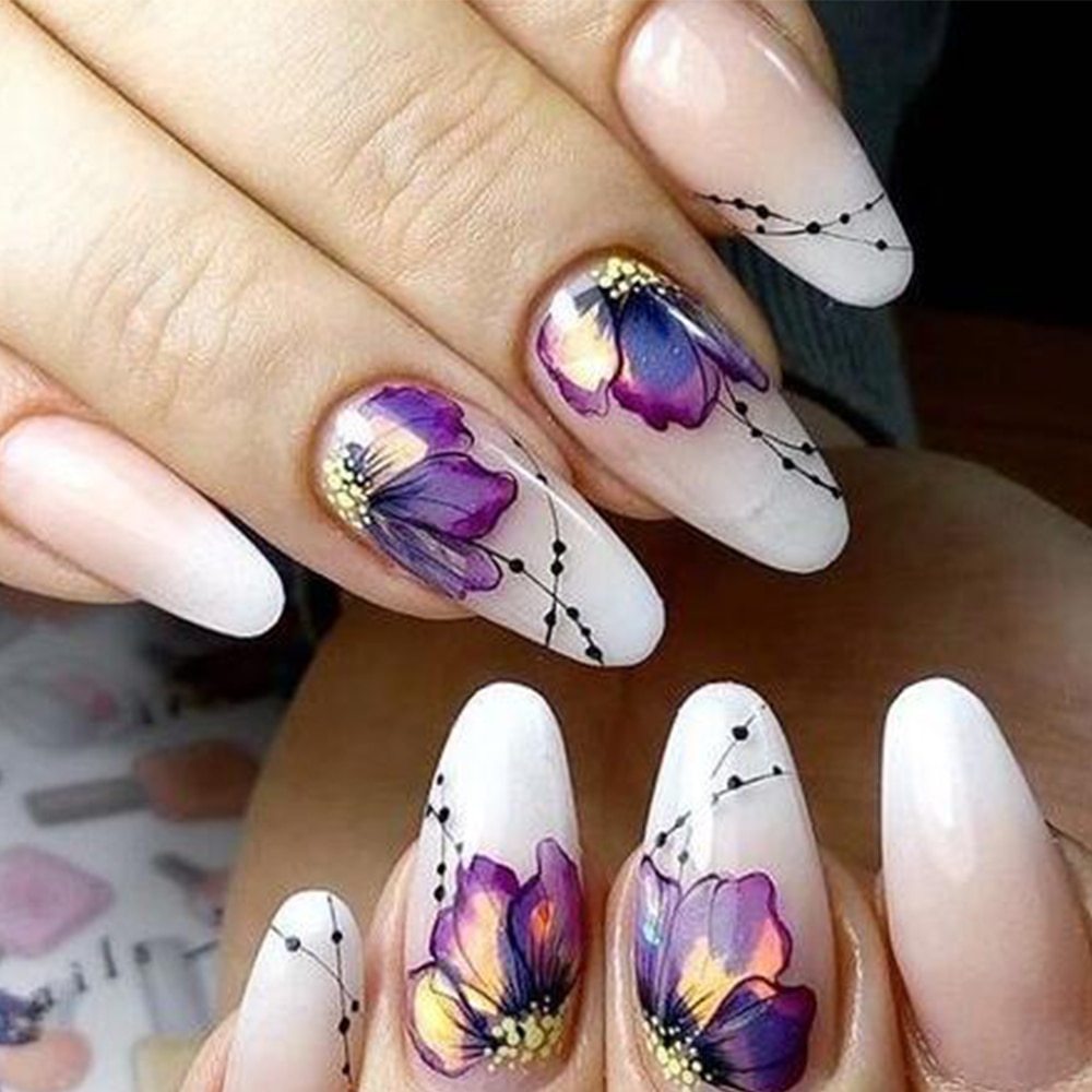 Butterfly & Flower Nail Sticker – 1pc Water Transfer Decal Slider for Nail Art & Manicure Wraps (JISTZ508) - HZ Mobile