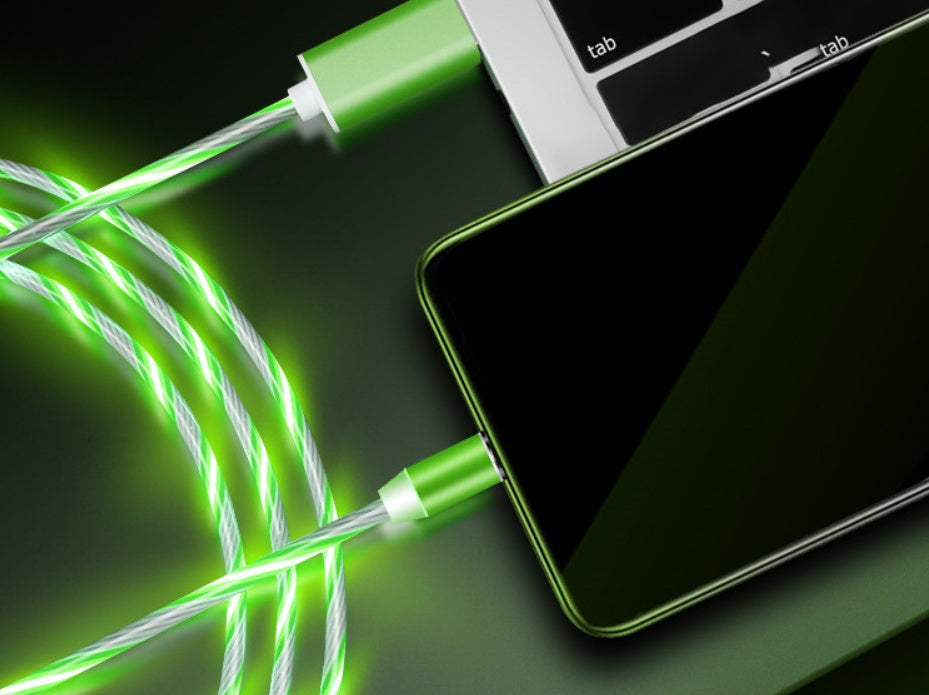 Compatible with Apple, Flowing Ligh Magnetic Streamer Data Line Cable for Iphone Android Typec - HZ Mobile
