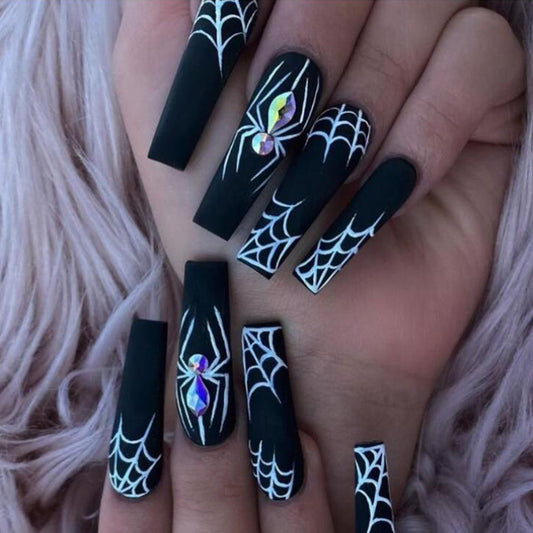 Dark Spider Halloween Fake Nails – Sweet & Cool Press-On Armor Tips for DIY & Party Manicure - HZ Mobile