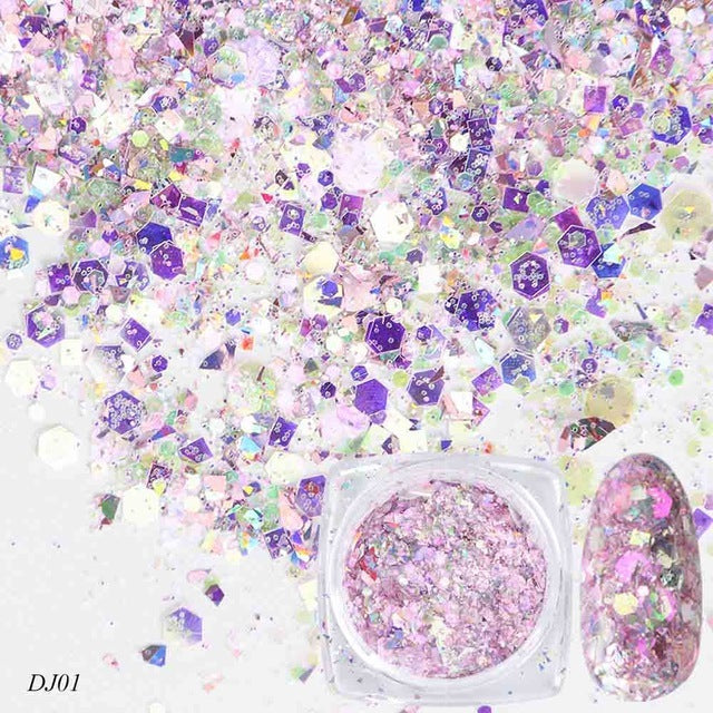 12 Color Light-Changing Nail Art Glitter – Onion Pink Symphony Sequins for DIY & Salon Designs - HZ Mobile