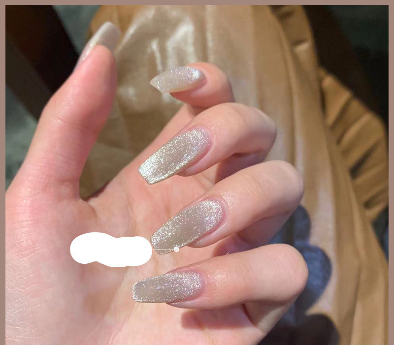 Milk Tea Crystal Cat Eye Nail Polish – Magnetic Gel Polish with Shimmer Stone Effect - HZ Mobile