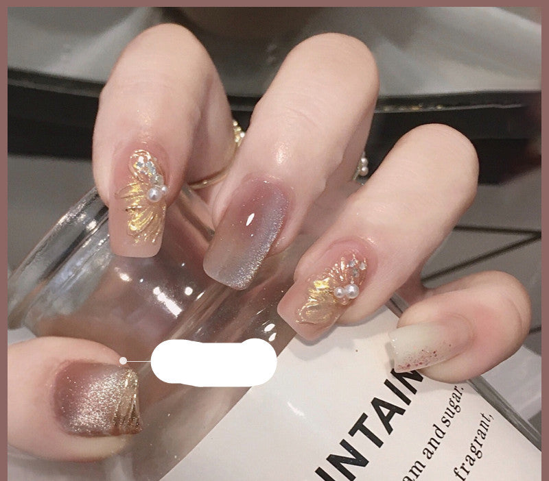 Milk Tea Crystal Cat Eye Nail Polish – Magnetic Gel Polish with Shimmer Stone Effect - HZ Mobile