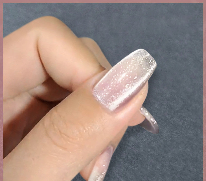 Milk Tea Crystal Cat Eye Nail Polish – Magnetic Gel Polish with Shimmer Stone Effect - HZ Mobile