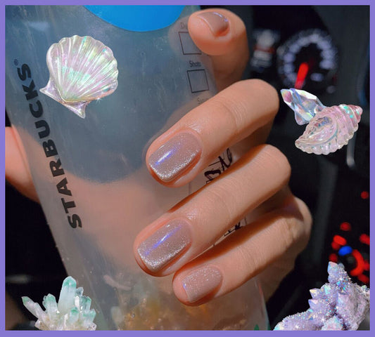 Milk Tea Crystal Cat Eye Nail Polish – Magnetic Gel Polish with Shimmer Stone Effect - HZ Mobile
