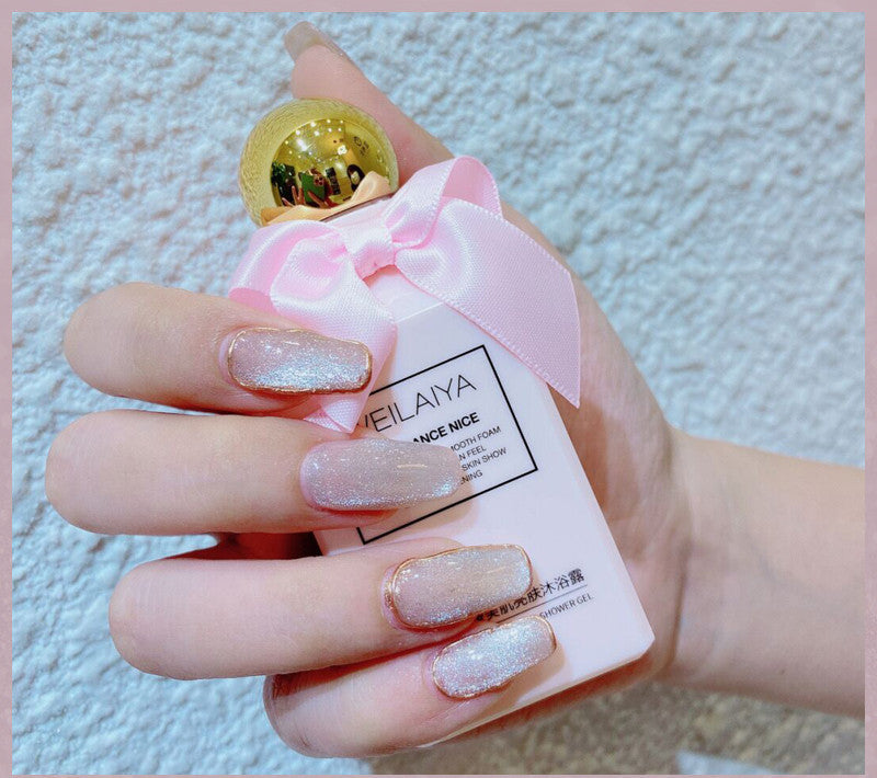 Milk Tea Crystal Cat Eye Nail Polish – Magnetic Gel Polish with Shimmer Stone Effect - HZ Mobile