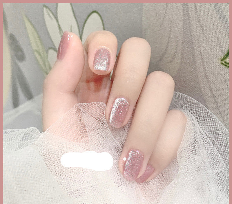 Milk Tea Crystal Cat Eye Nail Polish – Magnetic Gel Polish with Shimmer Stone Effect - HZ Mobile