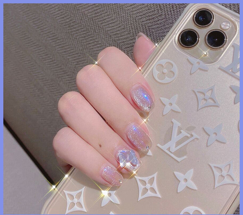 Milk Tea Crystal Cat Eye Nail Polish – Magnetic Gel Polish with Shimmer Stone Effect - HZ Mobile