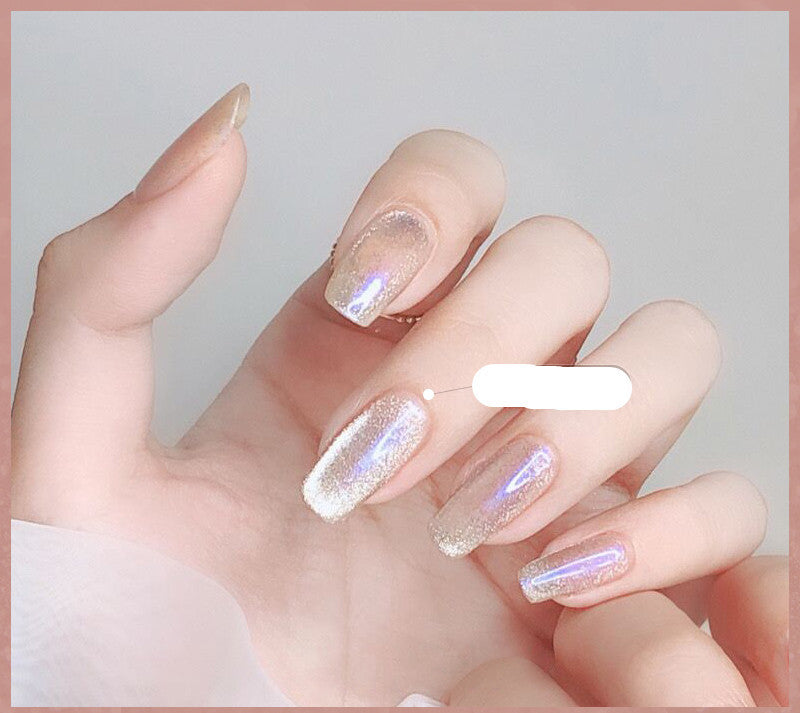 Milk Tea Crystal Cat Eye Nail Polish – Magnetic Gel Polish with Shimmer Stone Effect - HZ Mobile