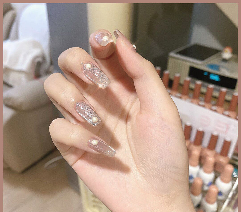 Milk Tea Crystal Cat Eye Nail Polish – Magnetic Gel Polish with Shimmer Stone Effect - HZ Mobile
