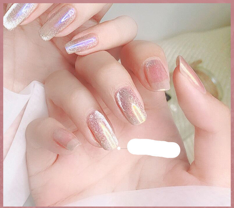 Milk Tea Crystal Cat Eye Nail Polish – Magnetic Gel Polish with Shimmer Stone Effect - HZ Mobile