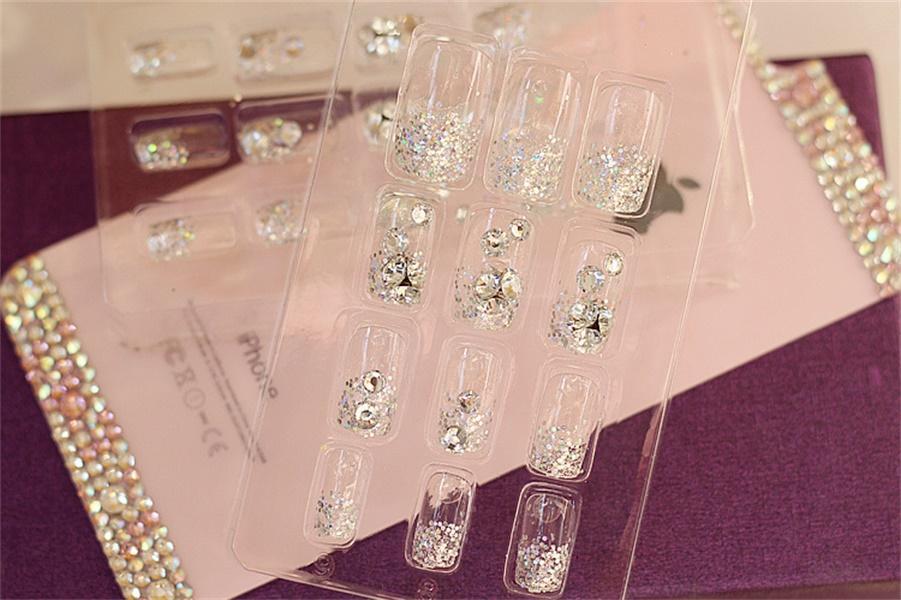 24 Pcs Gummed French Nail Patches – Ready-to-Wear Finished Press-On Nails for DIY & Salon - HZ Mobile