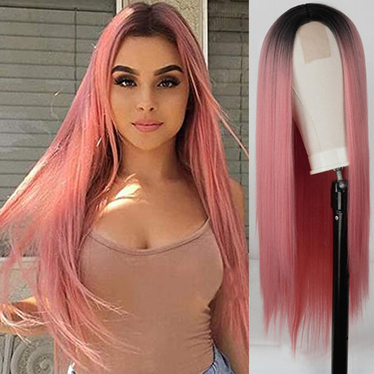 Ombre Long Straight Wig – Natural Fade Synthetic / Human Hair Options - HZ Mobile