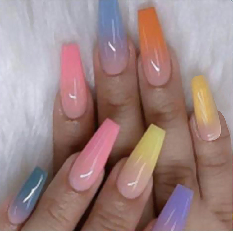 Long Ballet Fake Nails – Flat & Pointed Water Drop Design Press-On Tips for DIY & Salon Manicure - HZ Mobile