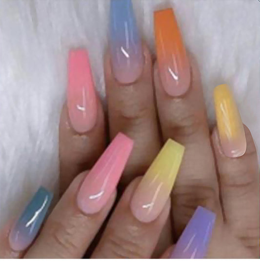Long Ballet Fake Nails – Flat & Pointed Water Drop Design Press-On Tips for DIY & Salon Manicure - HZ Mobile
