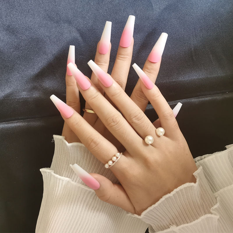 Long Ballet Fake Nails – Flat & Pointed Water Drop Design Press-On Tips for DIY & Salon Manicure - HZ Mobile