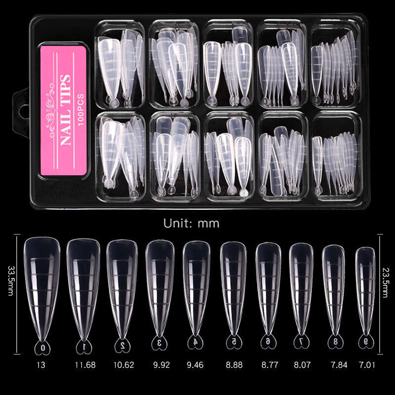 100 Pcs Ultra-Thin Nail Art Sheets – Non-Marking Water Drop, Ballet, Coffin & Trapezoid Shaped Tips with Scale - HZ Mobile