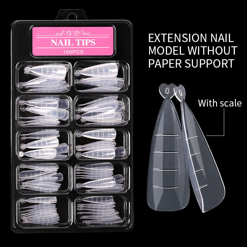 100 Pcs Ultra-Thin Nail Art Sheets – Non-Marking Water Drop, Ballet, Coffin & Trapezoid Shaped Tips with Scale - HZ Mobile