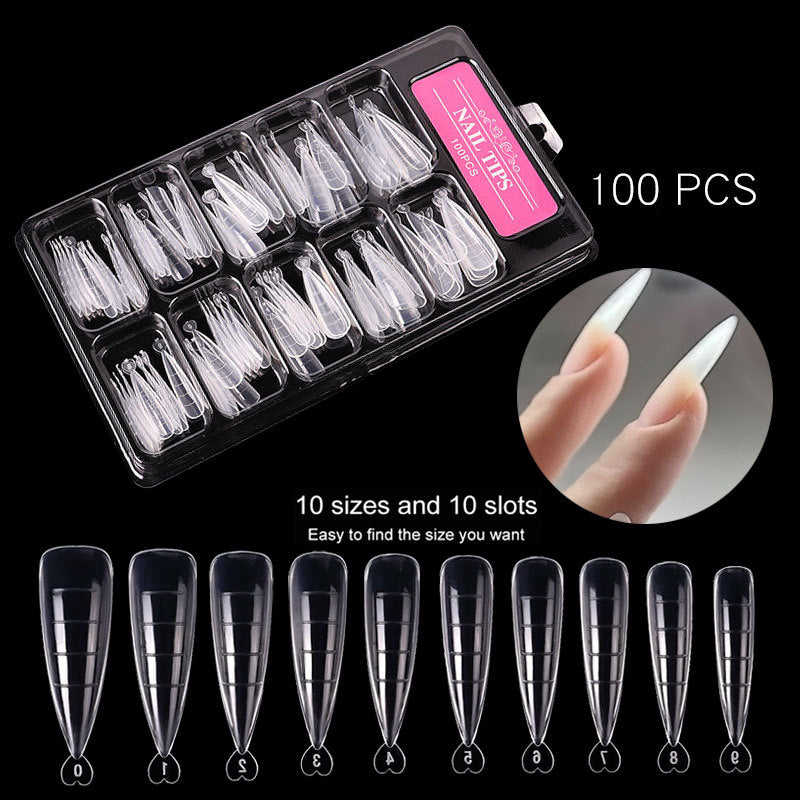 100 Pcs Ultra-Thin Nail Art Sheets – Non-Marking Water Drop, Ballet, Coffin & Trapezoid Shaped Tips with Scale - HZ Mobile
