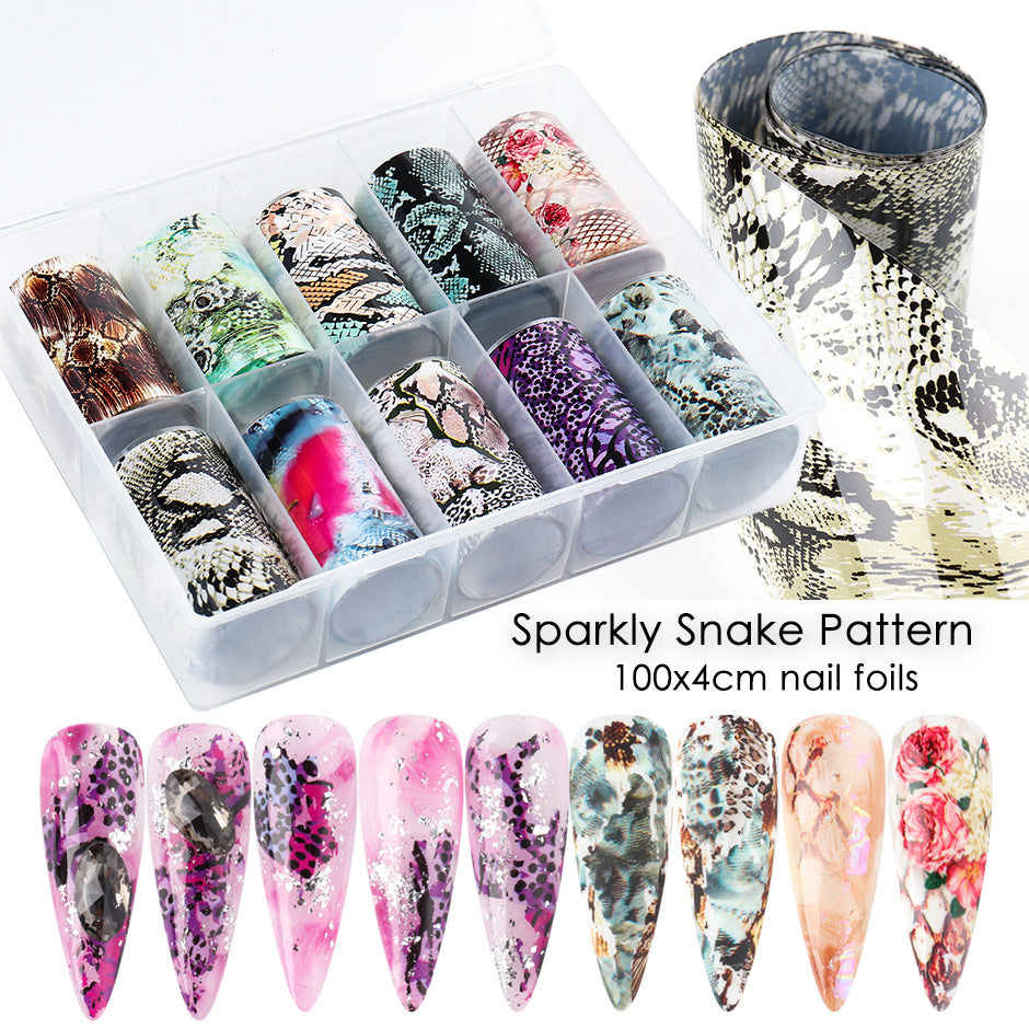 Snake Skin & Animal Print Nail Transfer Foil – Laser Paper Stickers for DIY & Salon Nail Art - HZ Mobile
