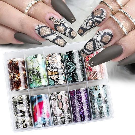 Snake Skin & Animal Print Nail Transfer Foil – Laser Paper Stickers for DIY & Salon Nail Art - HZ Mobile