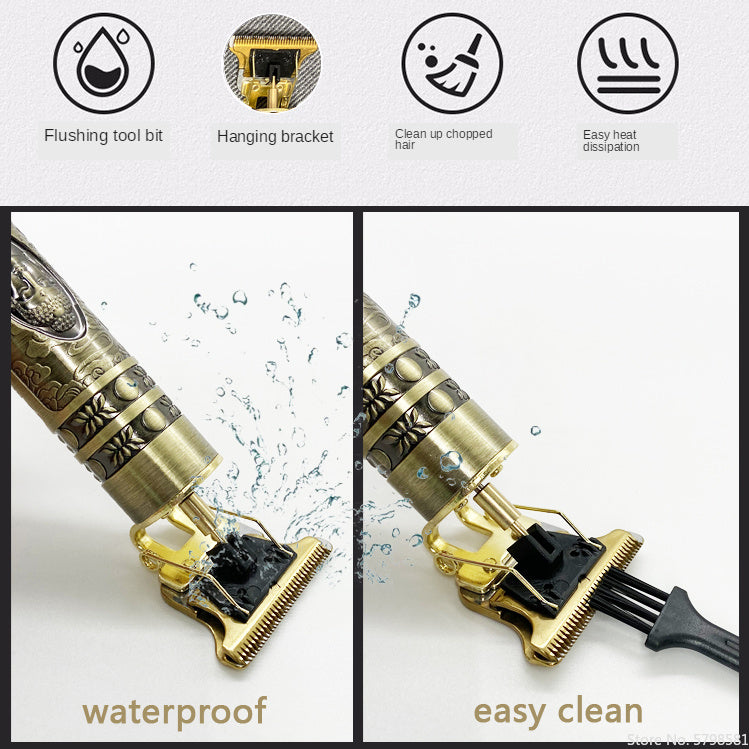 Professional Electric Hair Clipper – T9 Retro Oil Head Trimmer with LCD Display & USB Rechargeable Engraving Blade - HZ Mobile