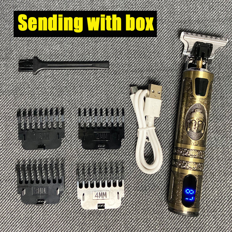 Professional Electric Hair Clipper – T9 Retro Oil Head Trimmer with LCD Display & USB Rechargeable Engraving Blade - HZ Mobile