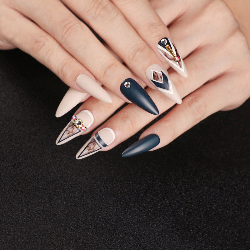 Matte Khaki False Nails – Smudge Effect Press-On Tips for DIY & Salon Manicure - HZ Mobile