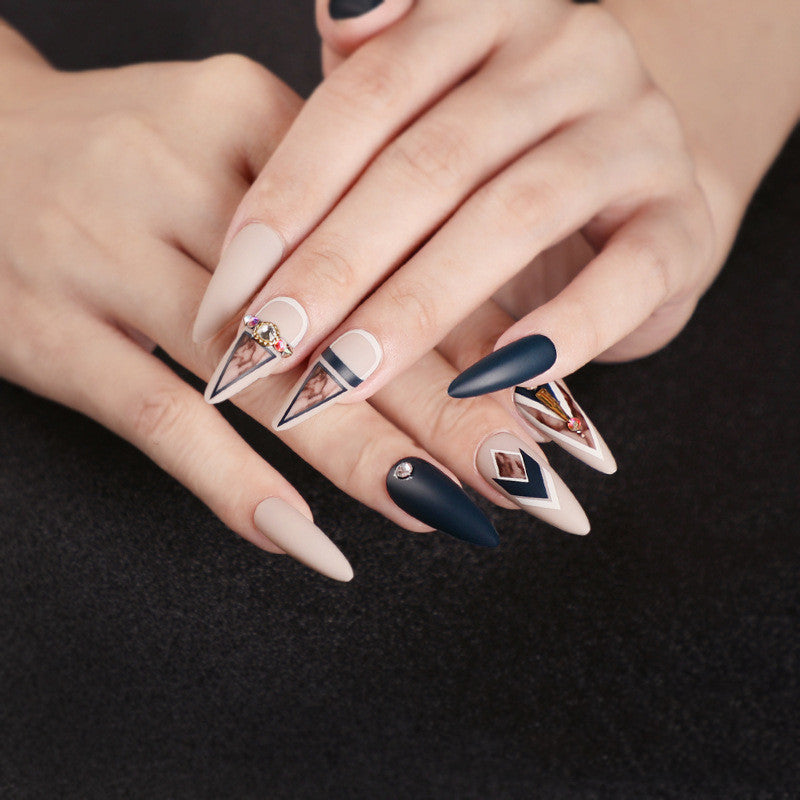 Matte Khaki False Nails – Smudge Effect Press-On Tips for DIY & Salon Manicure - HZ Mobile