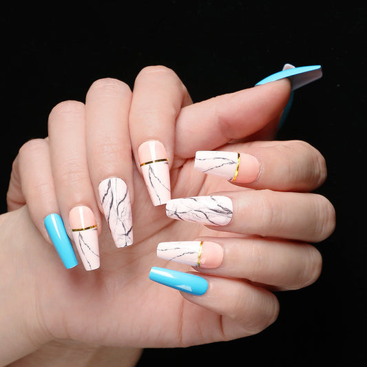 Ballet Coffin Fake Nails – Long Press-On Acrylic Nail Tips for Salon & DIY Manicure - HZ Mobile