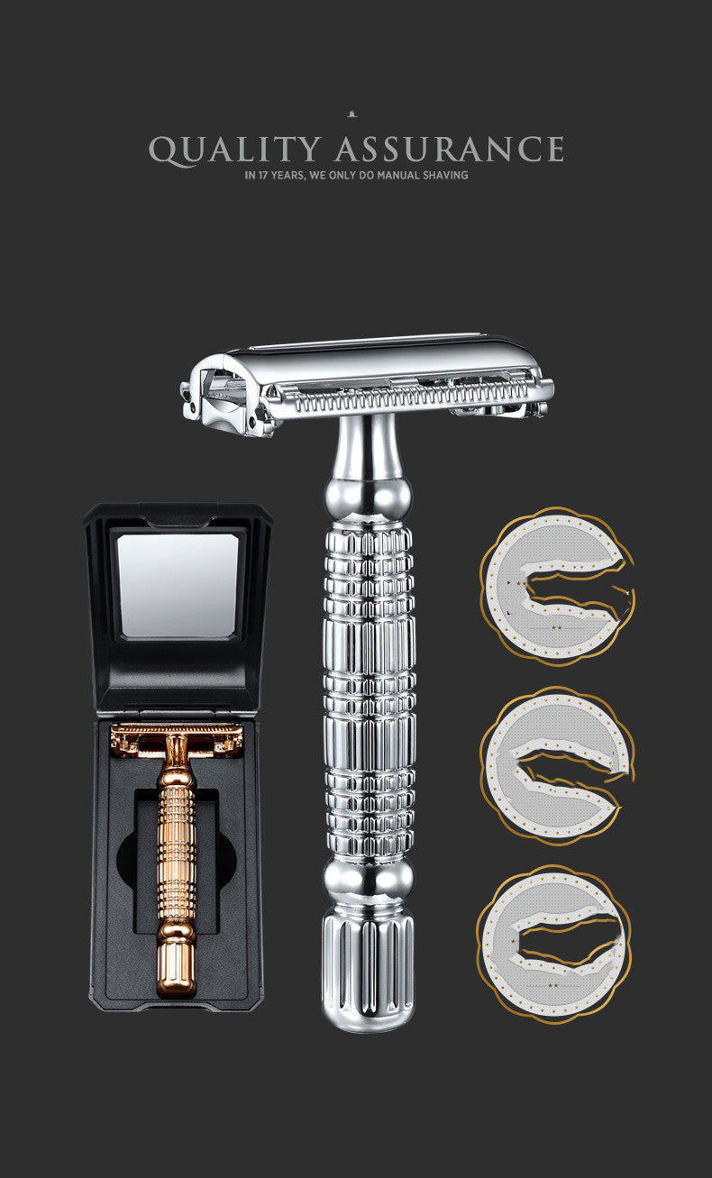 Men’s Manual Safety Razor – Classic Double-Edge Beard Shaver with Razor Holder - HZ Mobile