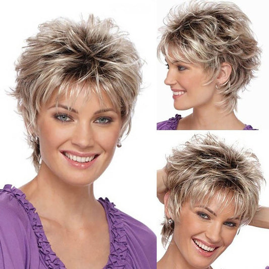 Golden Brown Melange Short Wig – Natural-Look Short Hair for Women - HZ Mobile