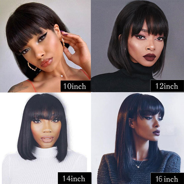 UNice Full Machine Human Hair Wig – Natural Black Glueless Wig for Black Women - HZ Mobile