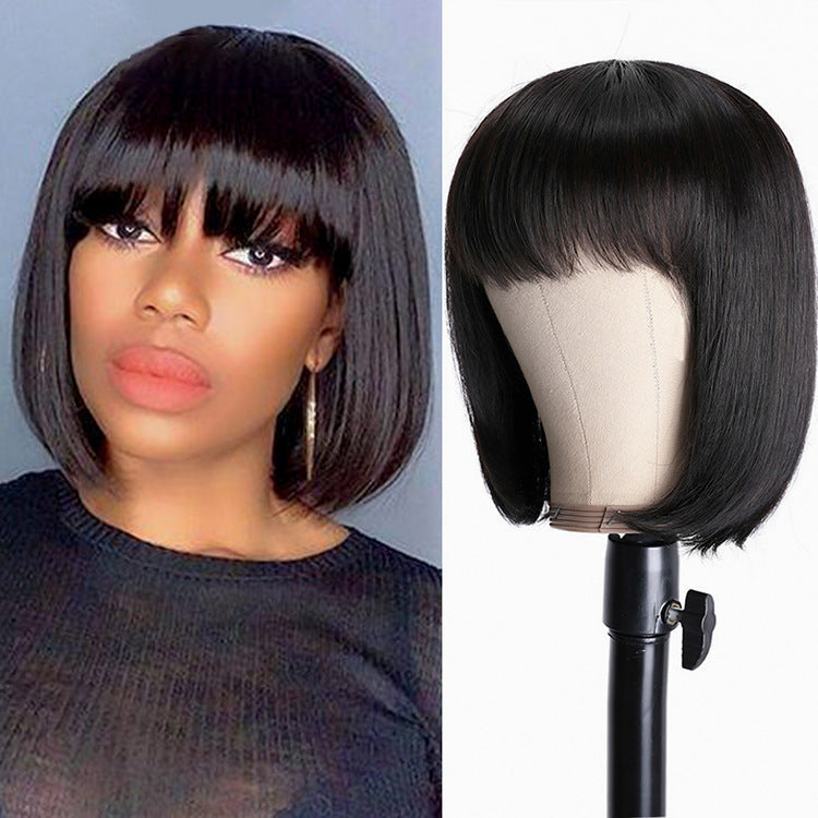UNice Full Machine Human Hair Wig – Natural Black Glueless Wig for Black Women - HZ Mobile