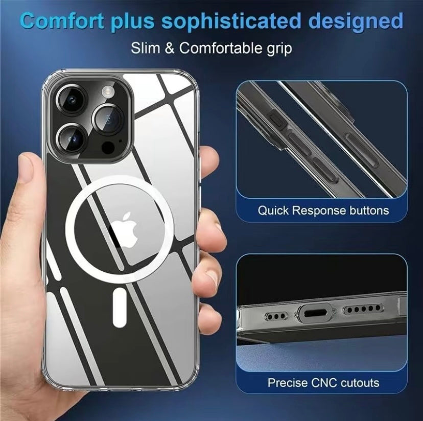 For Phone 15 14 Plus, Pro, Pro Max Case, Compatible With MagSafe, Shockproof Military - Grade Protection, Magnetic Phone Case For Phone 15 14 Plus, Pro, Pro Max, Classic Hybrid Case - HZ Mobile