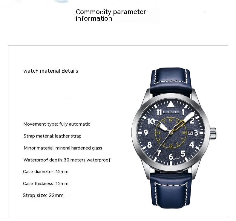 Metal Automatic Mechanical Leather Waterproof Men’s Luminous Watch – HZ Mobile - HZ Mobile