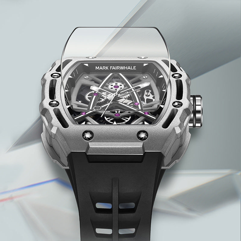 Men’s Barrel-Shaped Hollow Automatic Mechanical Watch – HZ Mobile - HZ Mobile