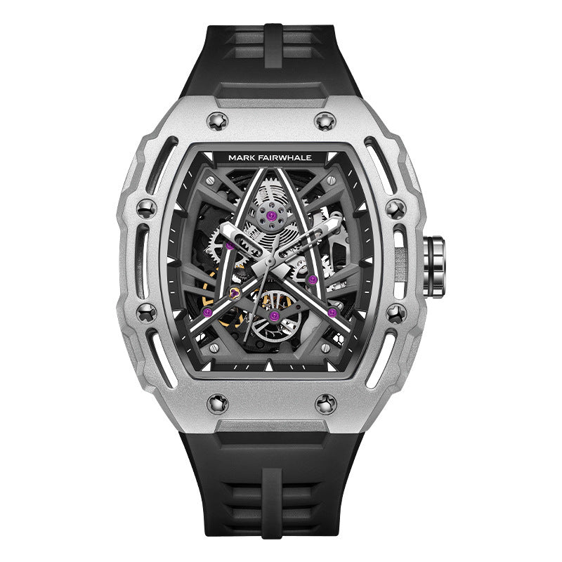 Men’s Barrel-Shaped Hollow Automatic Mechanical Watch – HZ Mobile - HZ Mobile