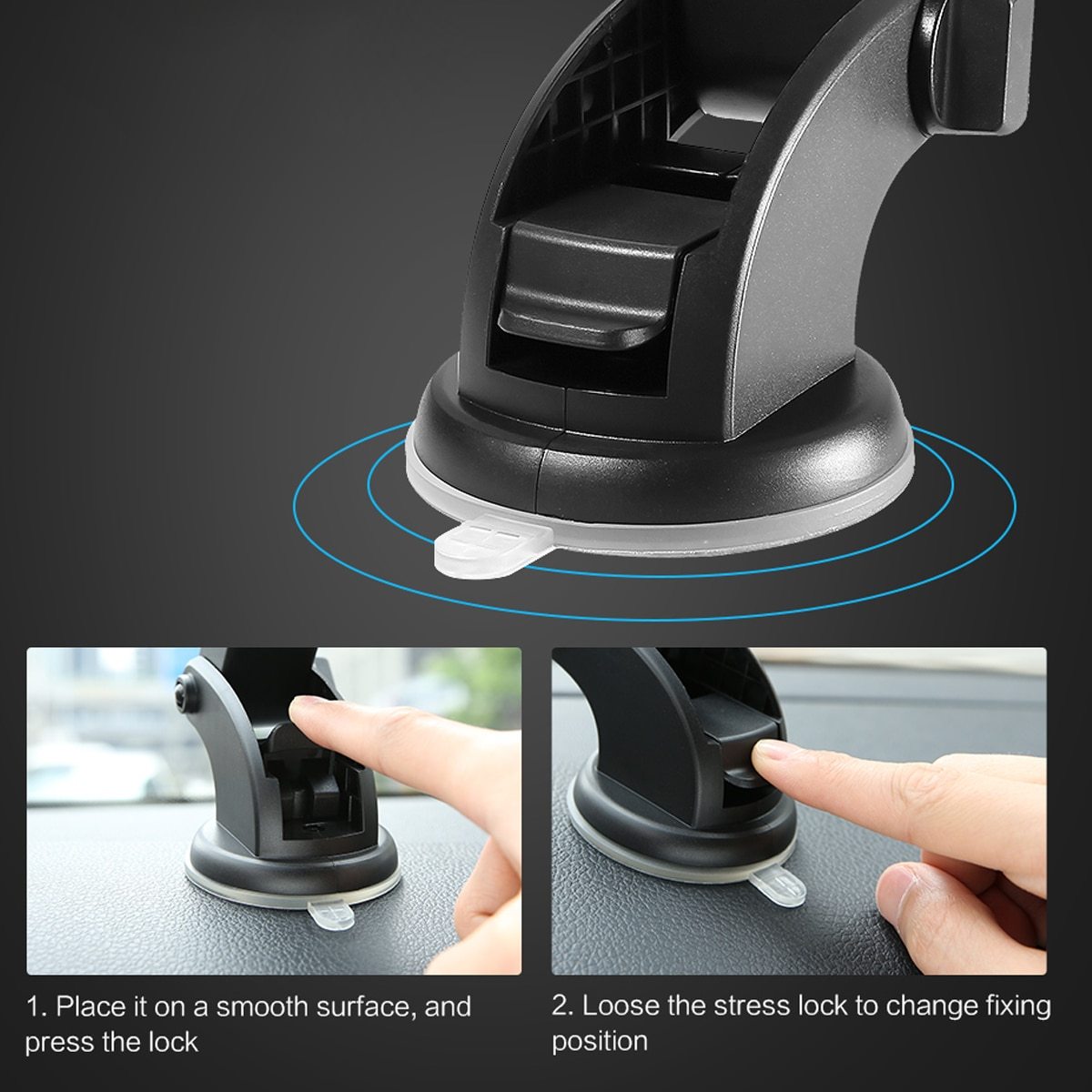 Car Phone Holder Long Rod Telescopic Car Dashboard Suction Cup Type - HZ Mobile