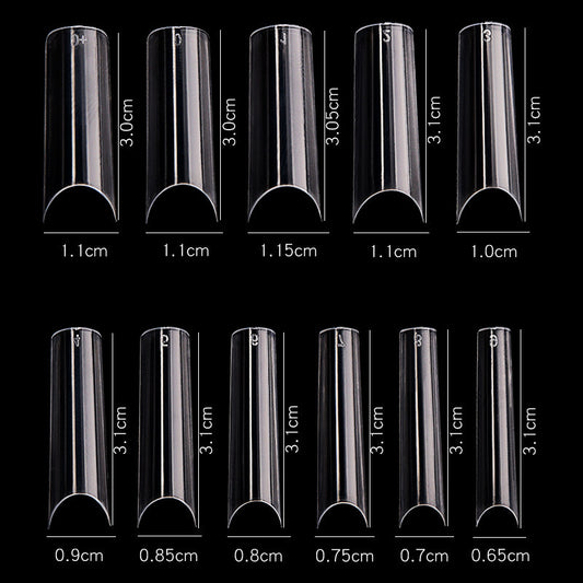 French Long Fake Nails – Classic Press-On Acrylic Tips for Salon & DIY Manicure - HZ Mobile